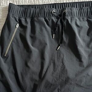 Black Athletic Drawstring Skirt with Zip Pockets